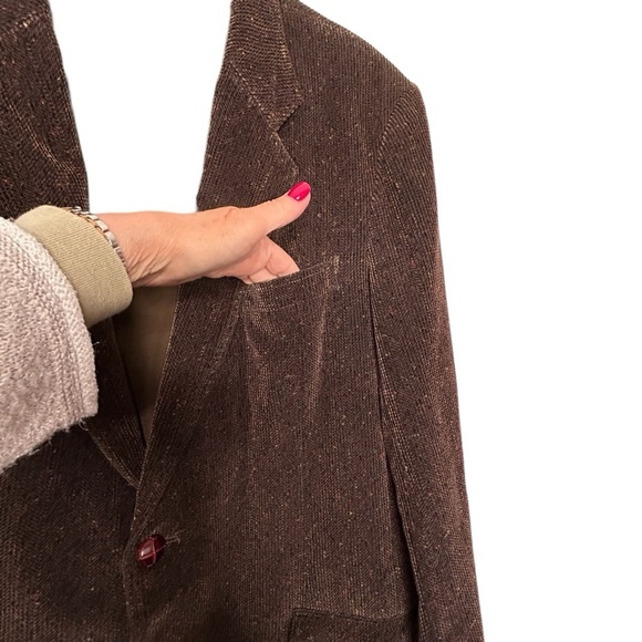 Boston Clipper Vtg Brown Mottled Soft Corduroy Two-Button Blazer Sz 44L - Picture 7 of 11